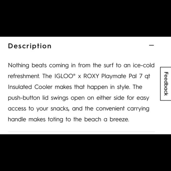 NWT IGLOO x Roxy Playmate Pal Insulated Cooler - Picture 2 of 7